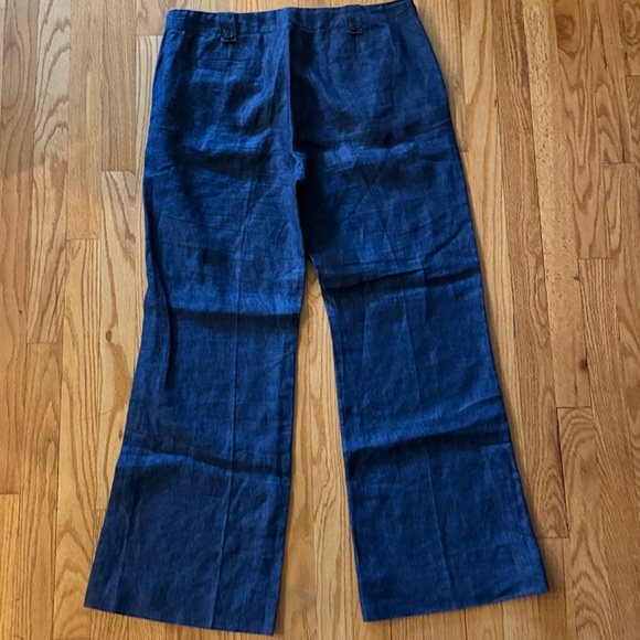 Lafayette 148 sz 10 dark chambray trouser zip fly, pockets, 100% linen wide leg - Picture 8 of 9